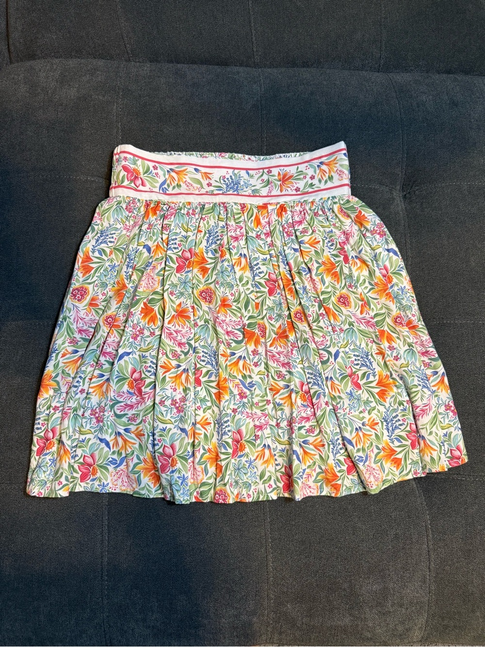Rachel Zoe Multicolored Floral Boho Skirt in White with Pink, Orange & Green